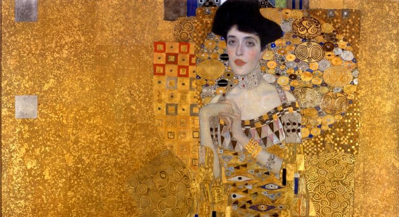 Gustav Klimt, Portrait of Adele Bloch-Bauer I, 1907. Oil, silver, and gold on canvas, 138 cm x 138 cm (54 in x 54 in), Neue Galerie, New York City, New York.