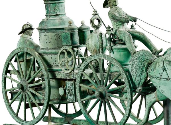 Weathervane depicting a Fire Pumper and Double-Horse Carriage