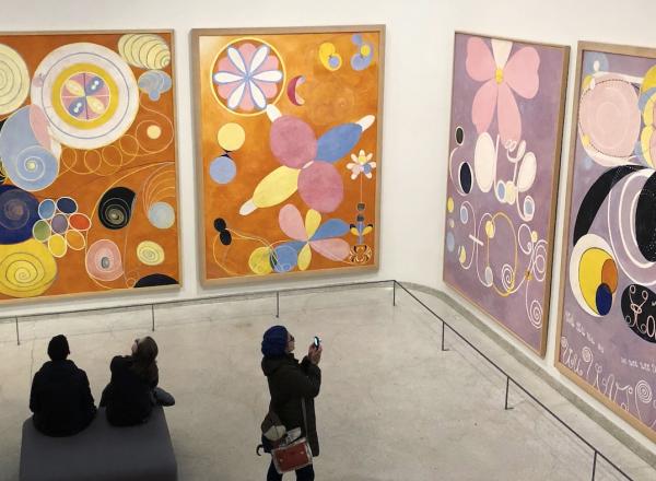 Exhibition view of Hilma af Klint's The Ten Largest at the Solomon R. Guggenheim Museum in New York, 2018. License