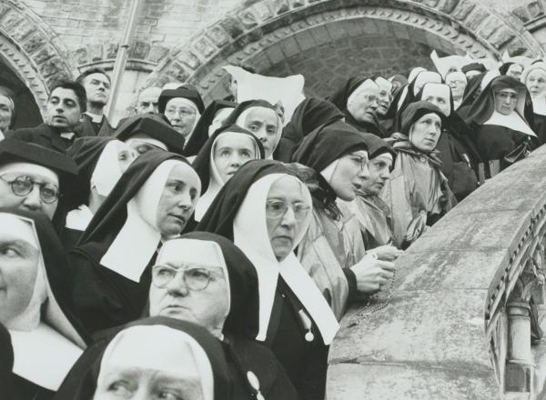 Henri Cartier-Bresson black and white photograph on nuns lining a staircase