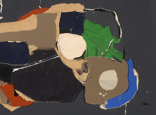 Frank Wimberley , Untitled, 1971.  Collage with paint on paper . 21 1/8 x 28 in.