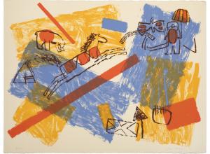 Jaune Quick-to-See Smith French-Cree / Shoshone / Salish 1940 - 2025 Camas I, 1980 lithograph on buff Arches, Bon á Tirer 22 3/8 x 30 in. (56.8 x 76.2 cm.) Estimate: $2,000 - 3,000