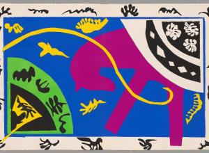 Henri Matisse, Printed by Edmond Vairel, Published by Tériade for Éditions Verve. Horse, Rider, and Clown from Jazz, 1947. Simeon B. Williams Fund. © 2025 Succession H. Matisse / Artists Rights Society (ARS), New York.