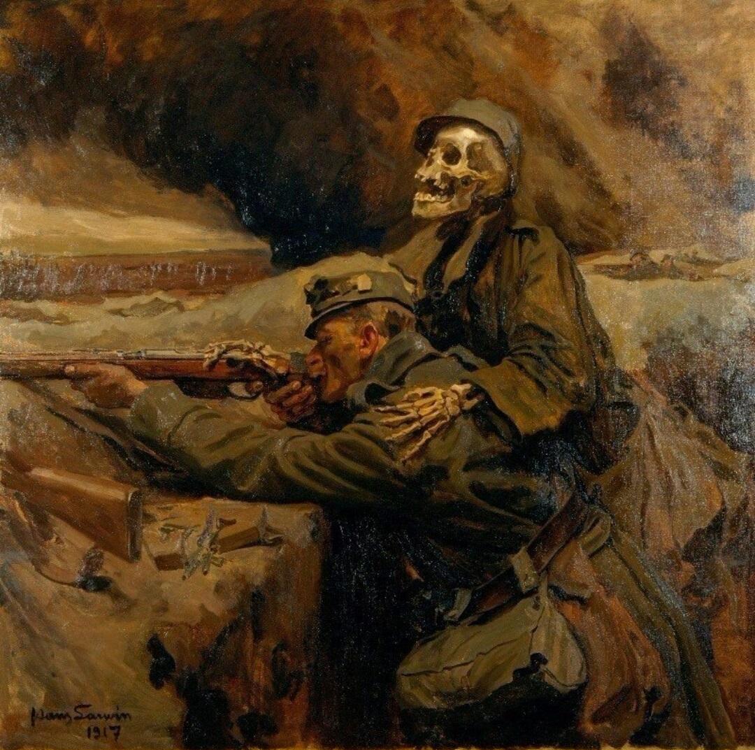 Death Painting   Hans Larwin 1917 Soldot Und Tod Oil Canvas Heeresgeschichtliches Museum 0 