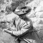 Hilda Petrie descending a ladder into an Egyptian Tomb.